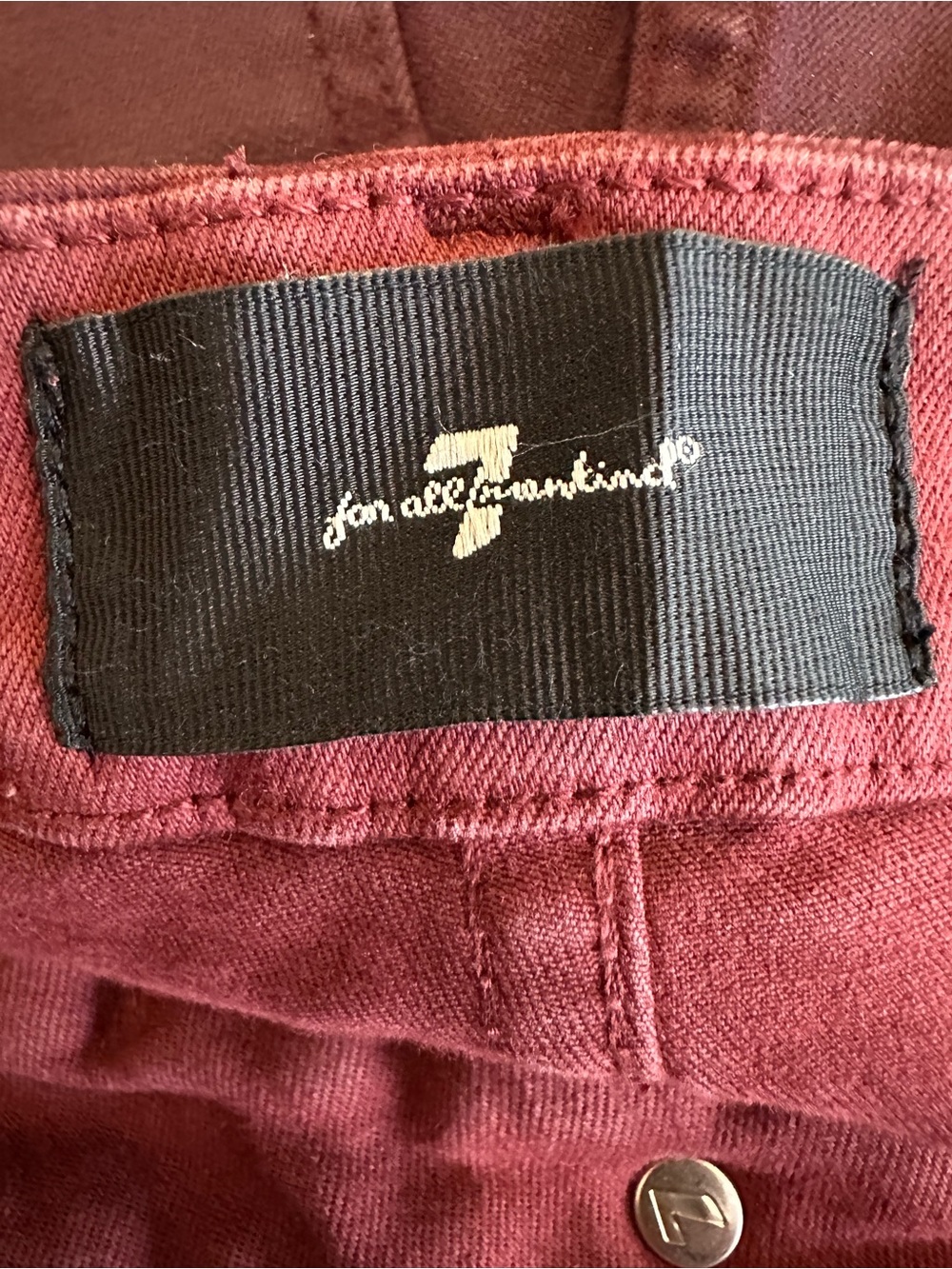 7 For All Mankind Coated Ultra High Rise Flare Jeans Burgundy Size 25 - Picture 5 of 11